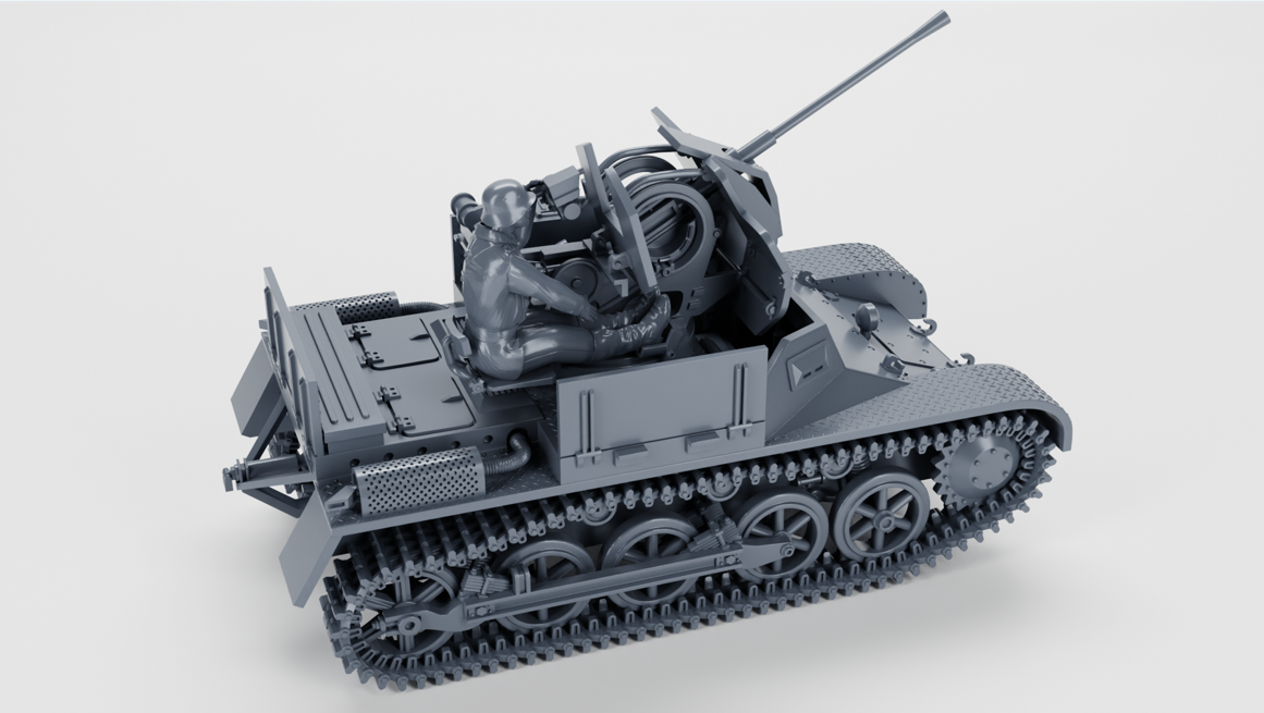 Flakpanzer I - 2cm Flak 38(Sf.) auf Panzer I Ausf.A+Gunner - WWII - German Army - wargame3d- 28mm Scale