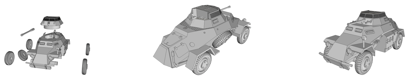 Sd.Kfz 222 - German Army - 28mm Scale - wargame3d