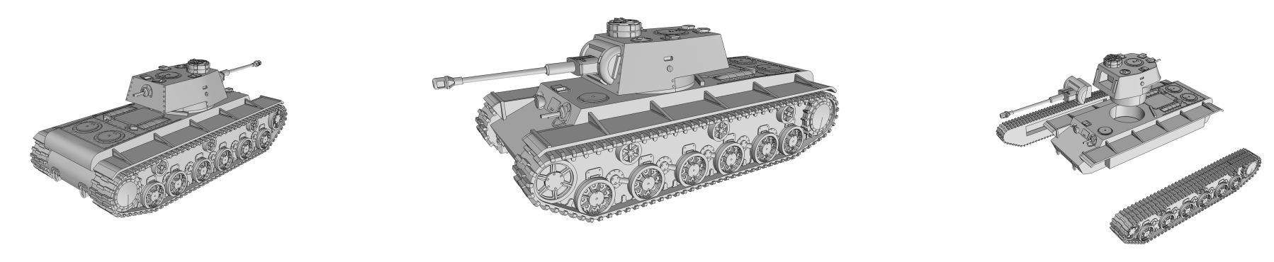 Pz Kpfw-KV-1-753(r) - German Army - 28mm Scale - wargame3d