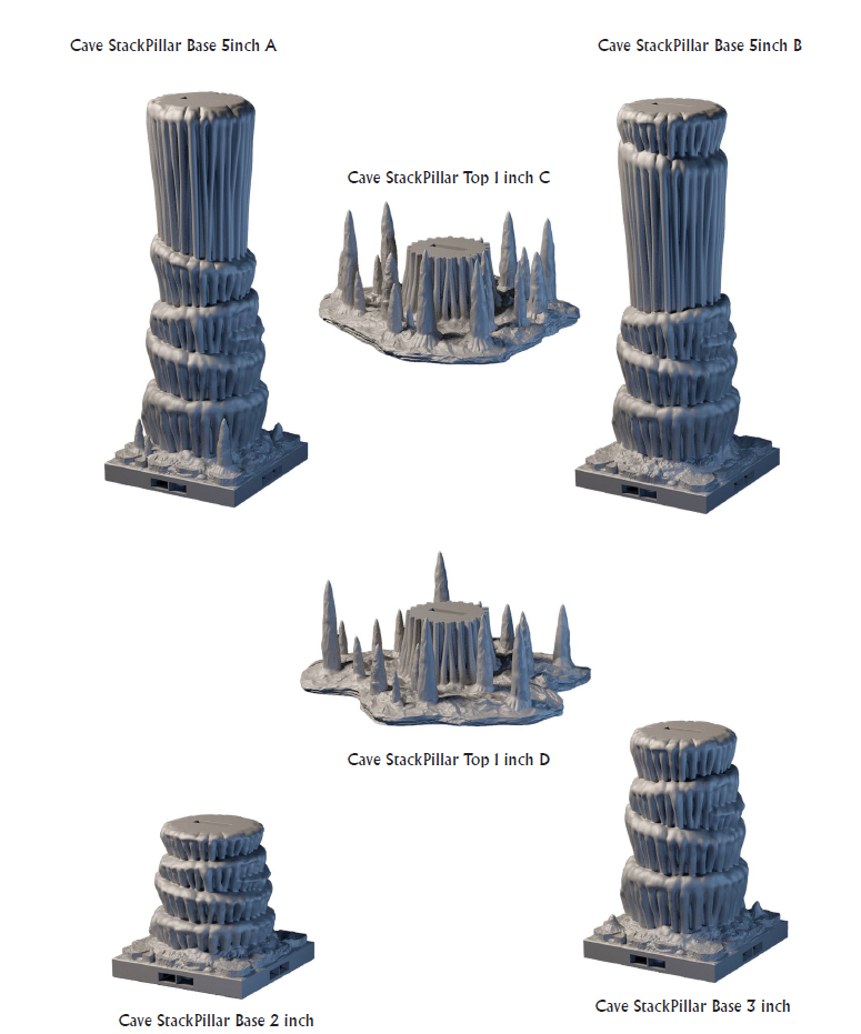 Cave Stacking Pillars - 28 mm / 1" - DragonLock - DND - Pathfinder - RPG - Dungeon & Dragons - Terrain - Fat Dragon Games