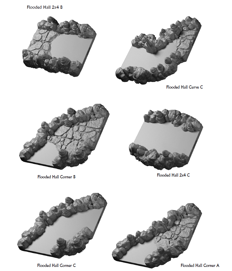Flooded Caverns Halls - 28 mm / 1" - DragonLock - DND - Pathfinder - RPG - Dungeon & Dragons - Terrain - Fat Dragon Games