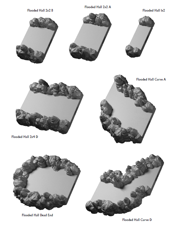 Flooded Caverns Halls - 28 mm / 1" - DragonLock - DND - Pathfinder - RPG - Dungeon & Dragons - Terrain - Fat Dragon Games