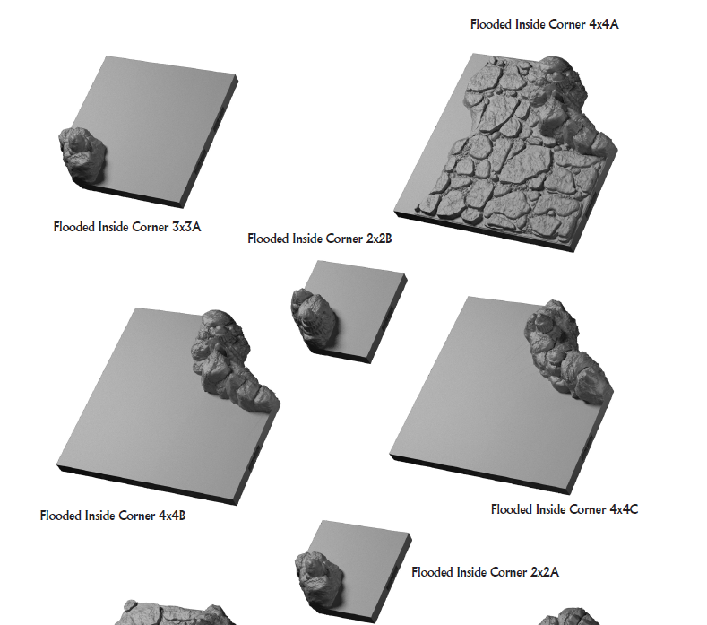 Flooded Caverns Inside Corners - 28 mm / 1" - DragonLock - DND - Pathfinder - RPG - Dungeon & Dragons - Terrain - Fat Dragon Games