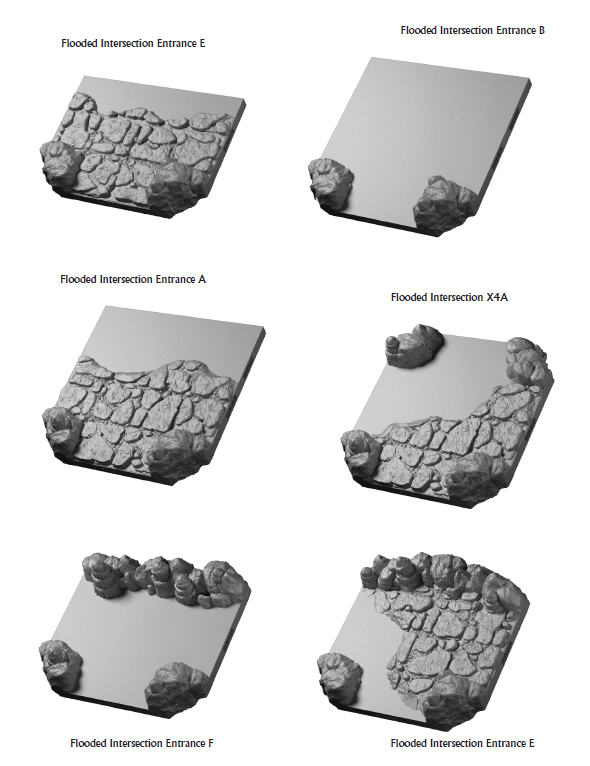 Flooded Caverns Intersections - 28 mm / 1" - DragonLock - DND - Pathfinder - RPG - Dungeon & Dragons - Terrain - Fat Dragon Games