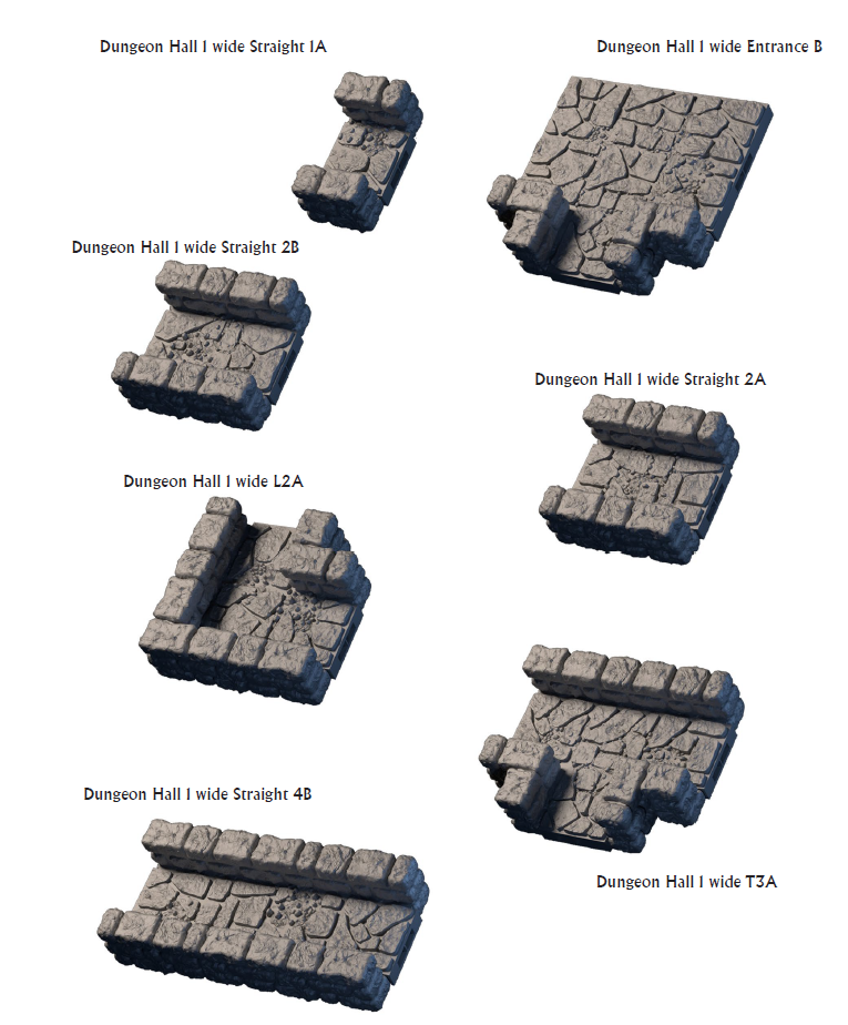Dungeon Halls - 28 mm / 1" - DragonLock - DND - Pathfinder - RPG - Dungeon & Dragons - Terrain - Fat Dragon Games