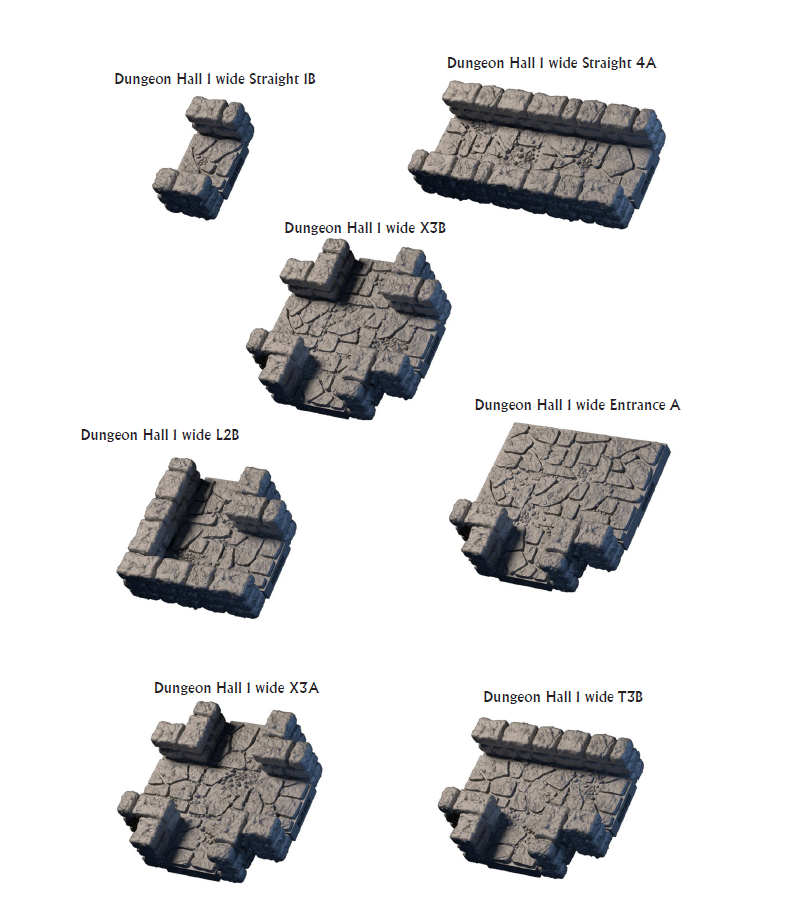 Dungeon Halls - 28 mm / 1" - DragonLock - DND - Pathfinder - RPG - Dungeon & Dragons - Terrain - Fat Dragon Games