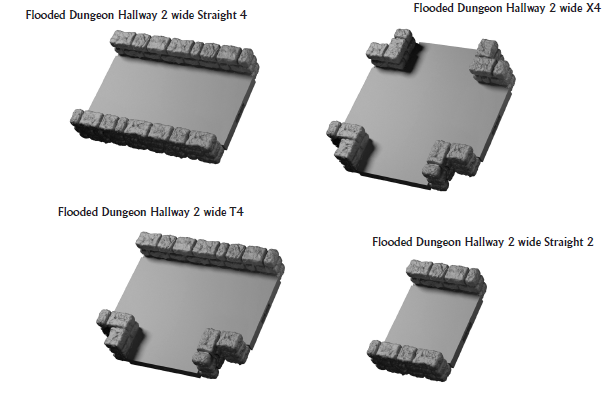 Flooded Dungeon Hallways - 28 mm / 1" - DragonLock - DND - Pathfinder - RPG - Dungeon & Dragons - Terrain - Fat Dragon Games