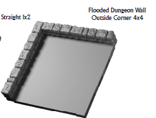 Flooded Dungeon Outside and Inside Corners - 28 mm / 1" - DragonLock - DND - Pathfinder - RPG - Dungeon & Dragons - Terrain - Fat Dragon Games