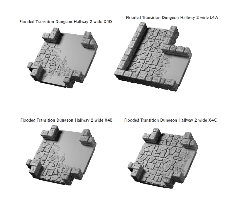Flooded Transitional Hallway 2in - 28 mm / 1" - DragonLock - DND - Pathfinder - RPG - Dungeon & Dragons - Terrain - Fat Dragon Games