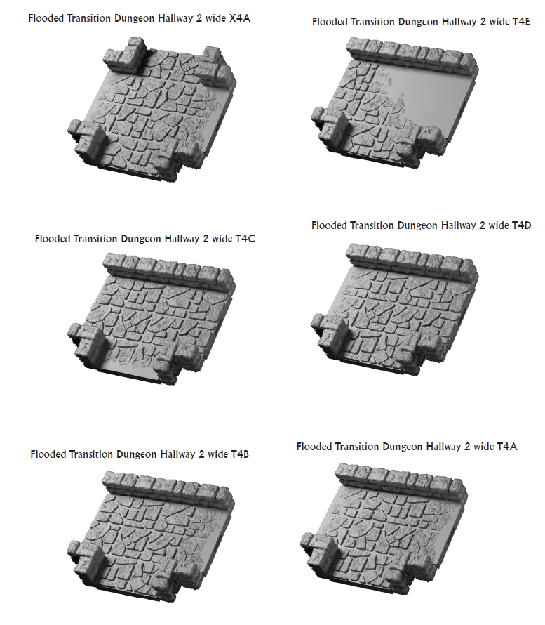Flooded Transitional Hallway 2in - 28 mm / 1" - DragonLock - DND - Pathfinder - RPG - Dungeon & Dragons - Terrain - Fat Dragon Games