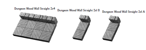 Dungeon Wood Wall Straights - 28 mm / 1" - DragonLock - DND - Pathfinder - RPG - Dungeon & Dragons - Terrain - Fat Dragon Games