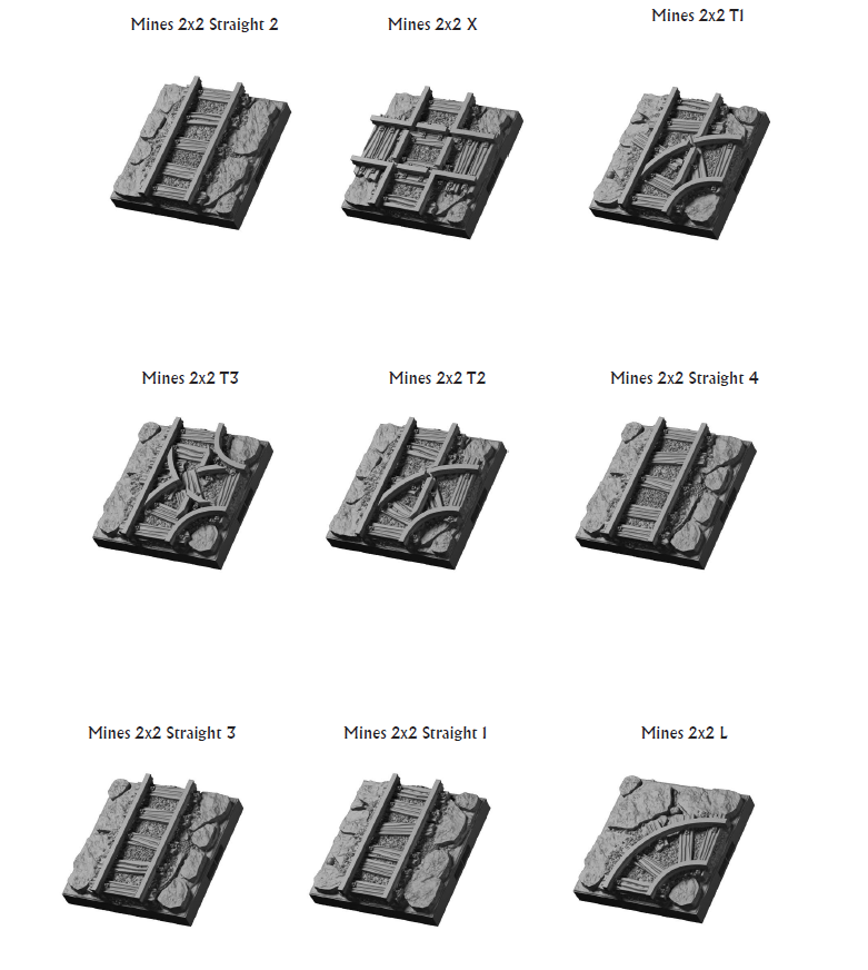 DT Cavern Mines 2x2 Floors - 28 mm / 1" - DragonLock - DND - Pathfinder - RPG - Dungeon & Dragons - Terrain - Fat Dragon Games