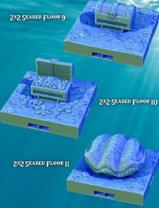 Seabed Coral Floors 2x2 - Pathfinder - Dungeons & Dragons - RPG - Tabletop-Terrain - 28 mm / 1"- Aether Studios