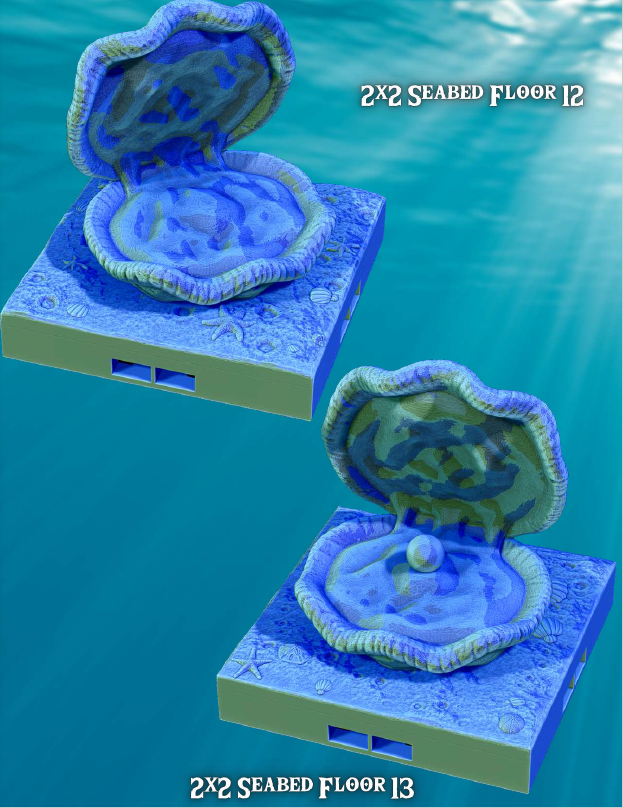Seabed Coral Floors 2x2 - Pathfinder - Dungeons & Dragons - RPG - Tabletop-Terrain - 28 mm / 1"- Aether Studios