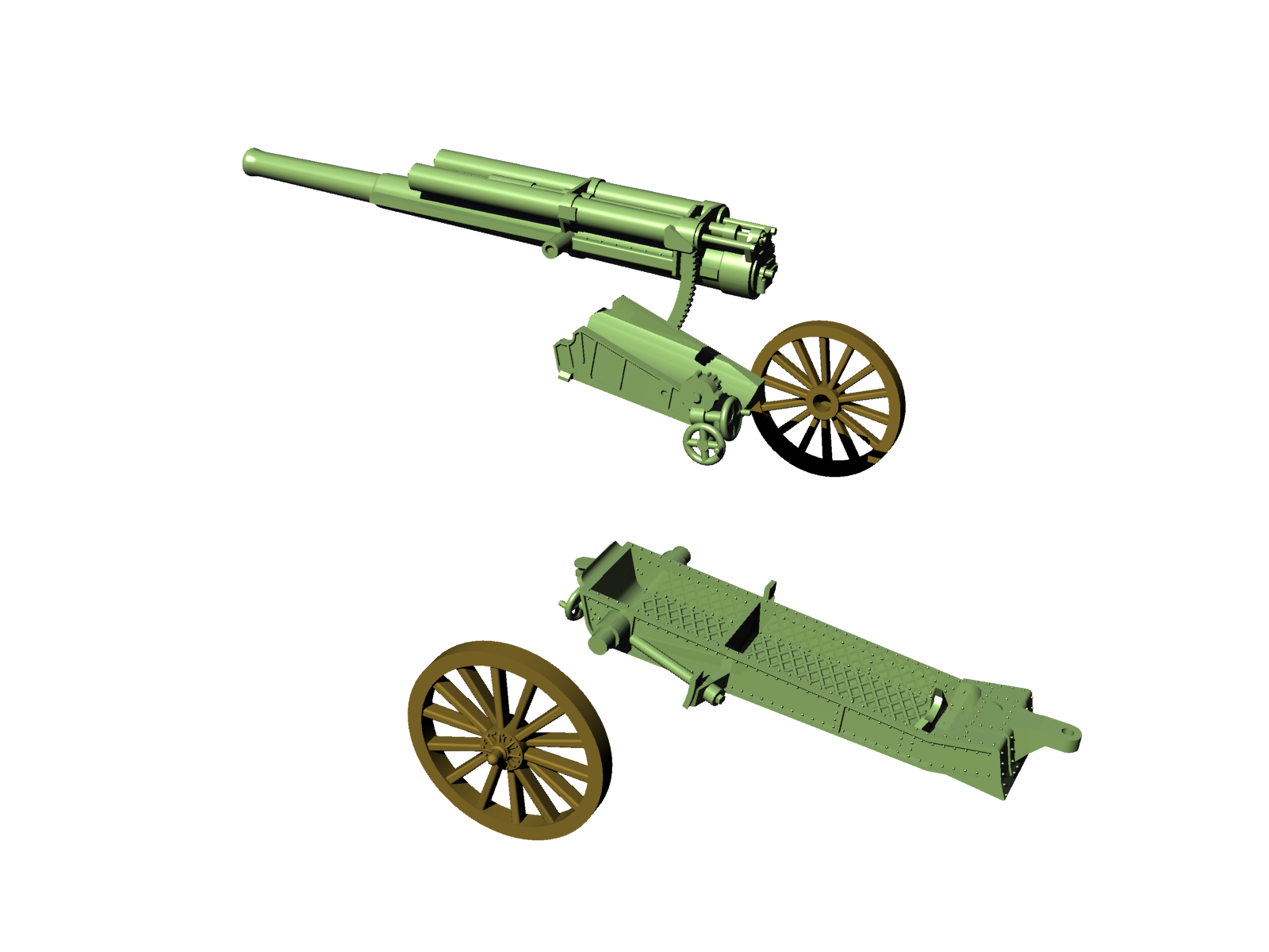 BL 60 Pound Carriage - WWI - UK Army - wargame3d- 28mm Scale