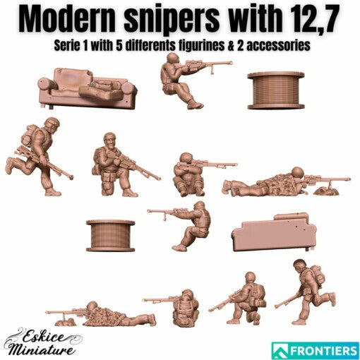 Modern Sniper with 12.7mm Rifles - French Army - 28mm - Eskice Miniature