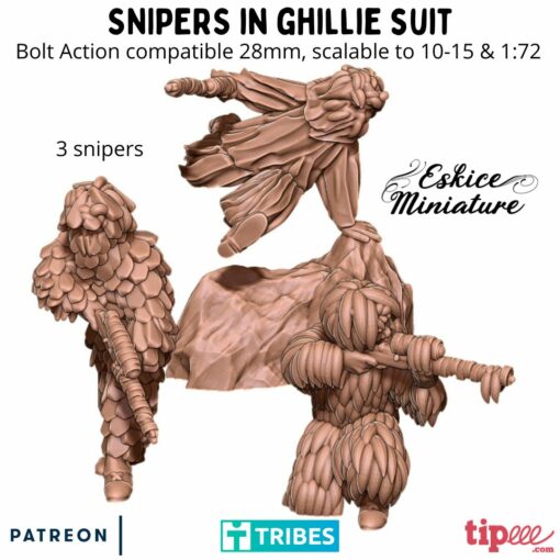 Ghillie Suit Snipers US Paratroopers - United States Army - 28mm - Eskice Miniature