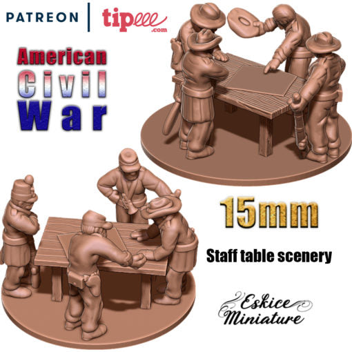 Staff Table Scenery - American Civil War - 15mm - Eskice Miniature