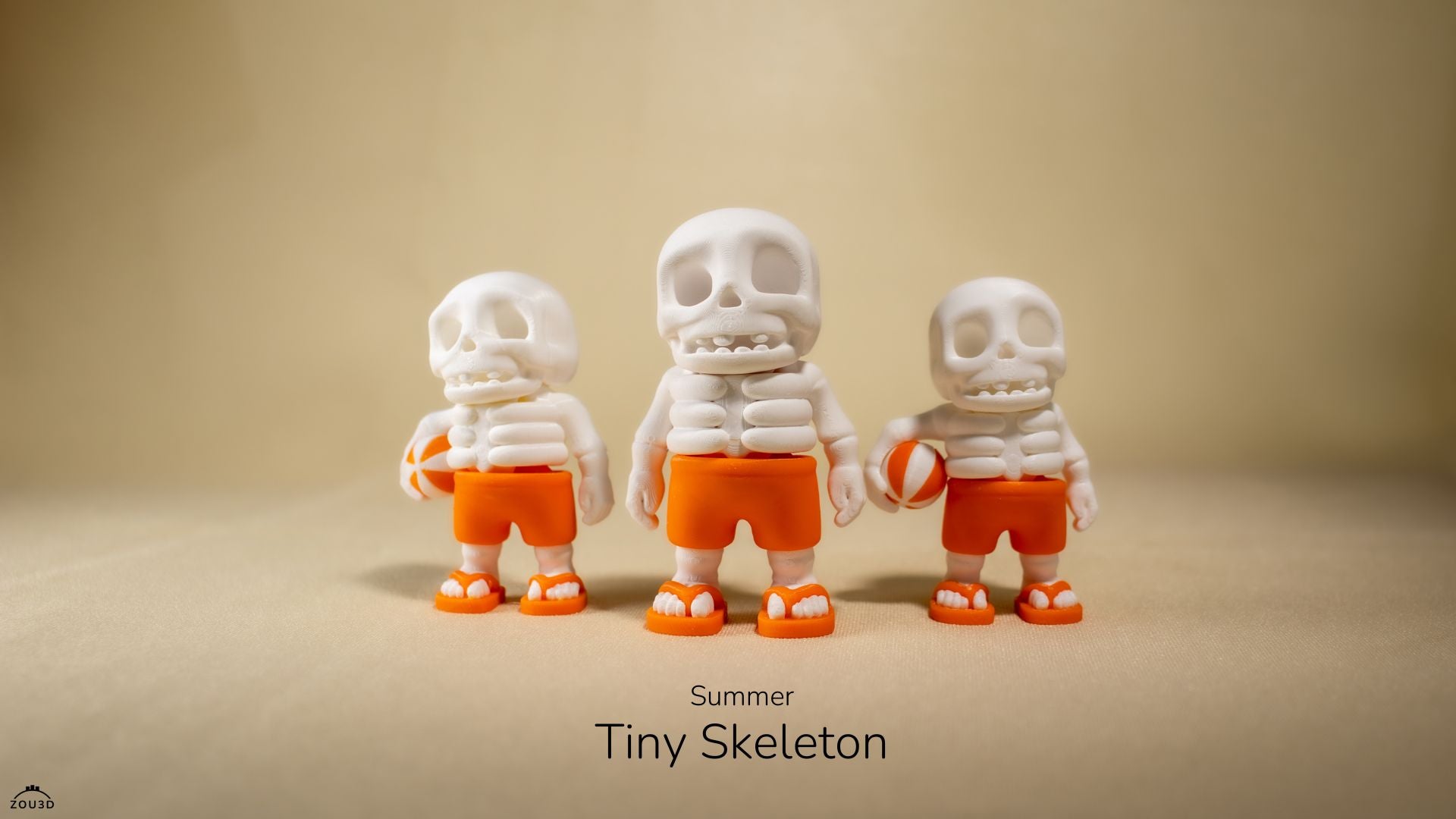 Summer Tiny Skeleton - Articulated - Keychain - Desk Ornament - ZOU3D