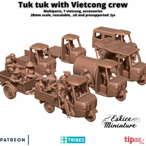 Tuk Tuk Vehicles - Vietcong Army - 28mm - Eskice Miniature