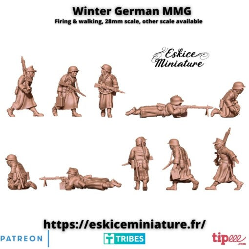 Winter German MGG Team – 28mm - German Army - 28mm - Eskice Miniature