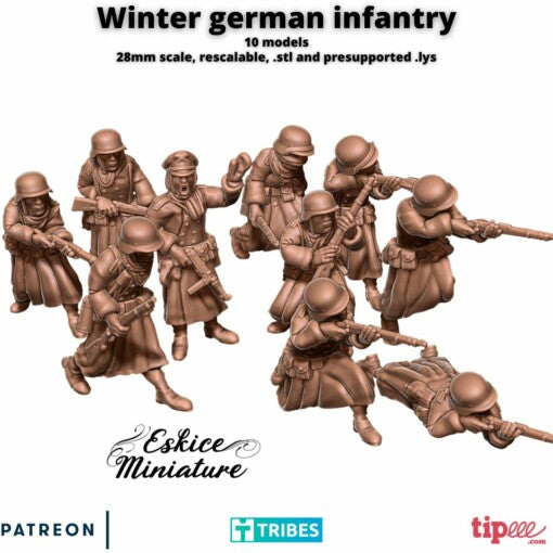 Winter German Squad - German Army - 28mm - Eskice Miniature