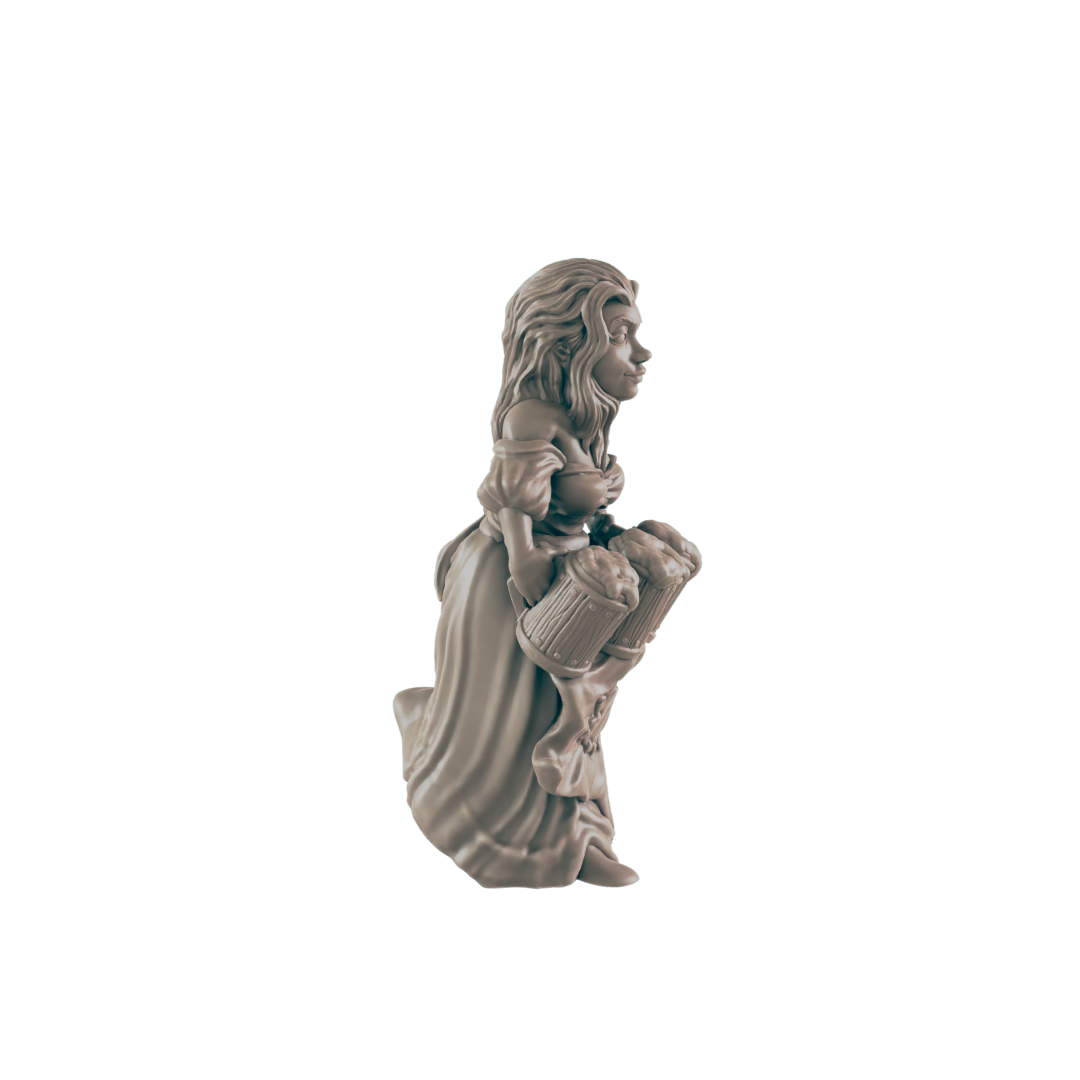 Human Female Barmaid - Everyday Folk - Minis - EC3D - - Dungeons & Dragons - RPG - Tabletop - EC3D - Miniature