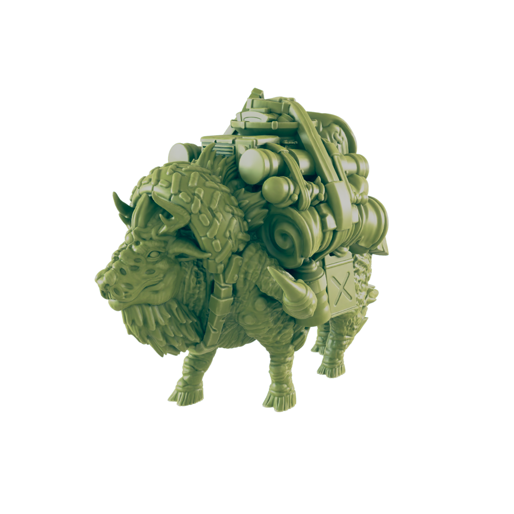 Mutated Bison Pack Animal - Return to the Badlands - Mini - EC3D - Cyber Punk - SciFi RPG