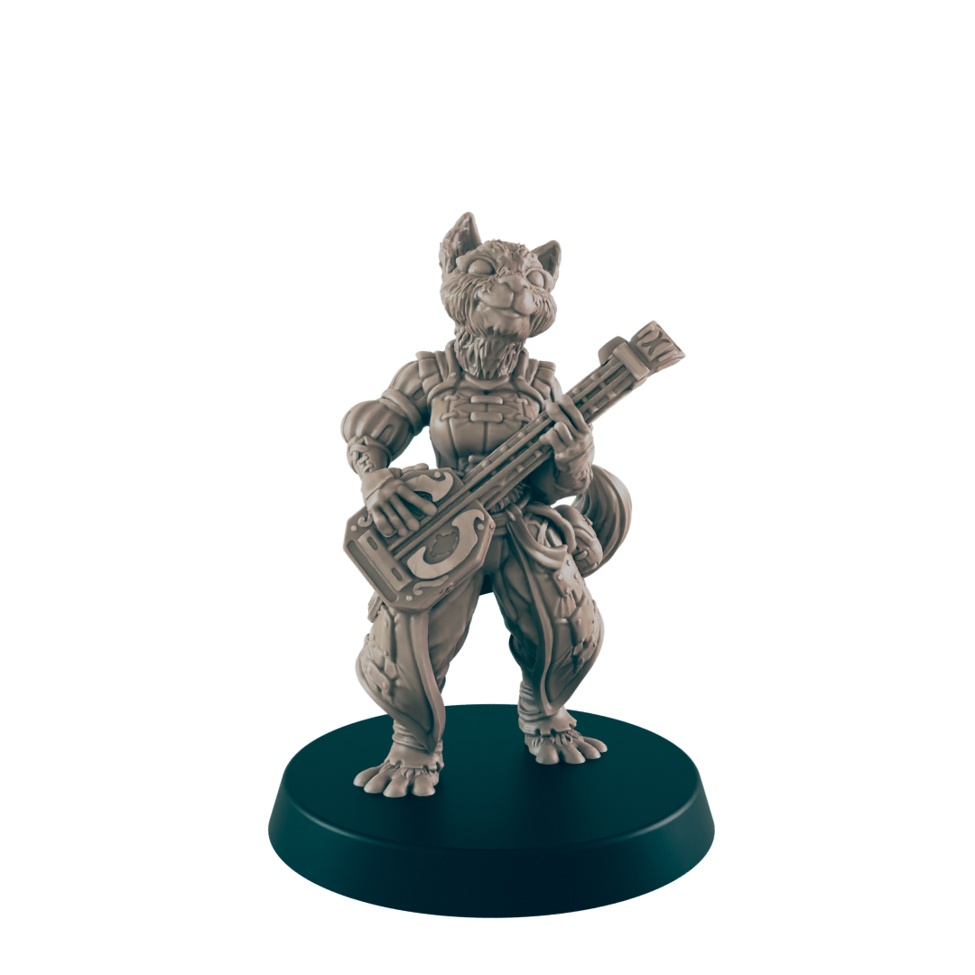 Catfolk Female Musician - Everyday Folk - Mini - EC3D - - Dungeons & Dragons - RPG - Tabletop - EC3D - Miniature