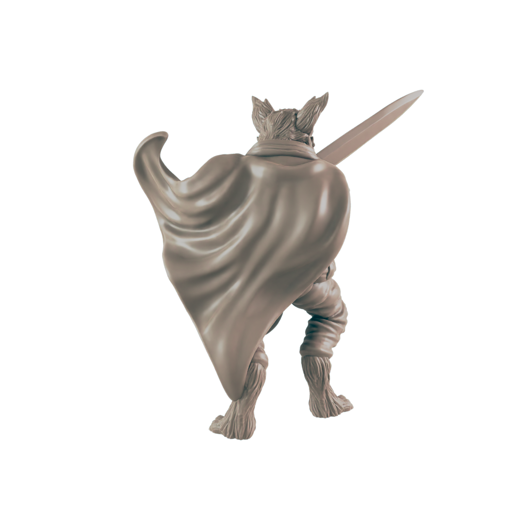 Fighter Catfolk Male - Everyday Heroes - Minis - EC3D - - Dungeons & Dragons - RPG - Tabletop - EC3D - Miniature