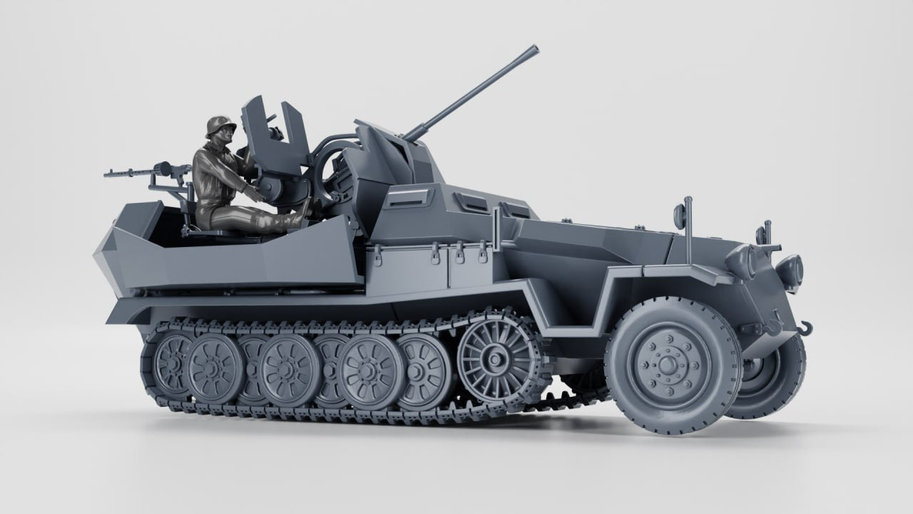 Sd.Kfz.251.17 Ausf.C with 2cm Flak 38 - German Army - 28mm Scale - wargame3d