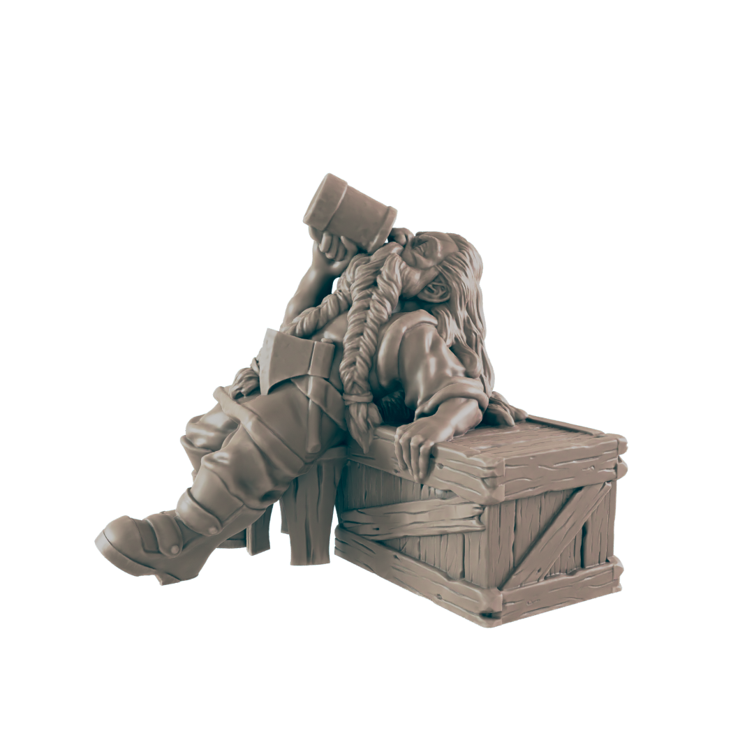 Drunken Dwarves - Everyday Folk - Mini - EC3D - - Dungeons & Dragons - RPG - Tabletop - EC3D - Miniature