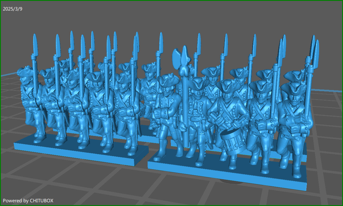 Small 15mm "w epic size" 7YW Austrian Hungarian Musketeers BTG - 4 Strips - MC Minis