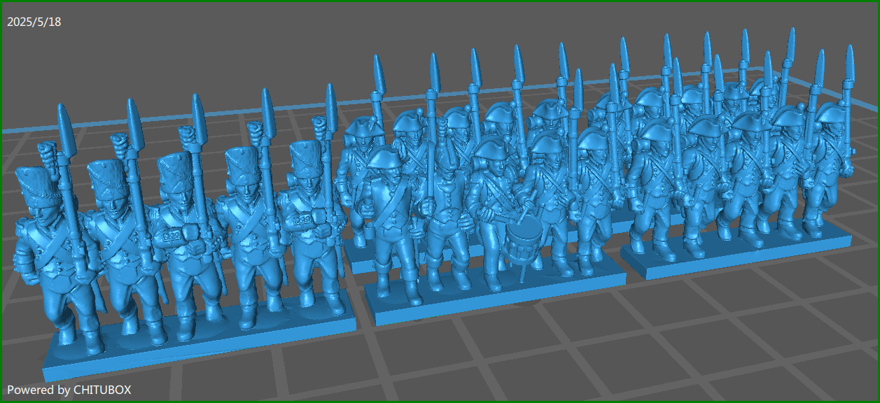 small 15mm w epic French Line btg with Bicorn and Campaign Dress 1800-07 - 6 Minis - MC Minis