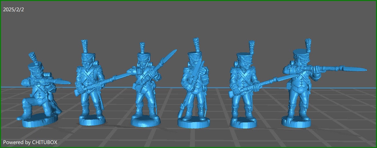 Small 15mm "w epic size" French Light Infantry Elites Skirmishing 1807-12 - 6 Minis - MC Minis