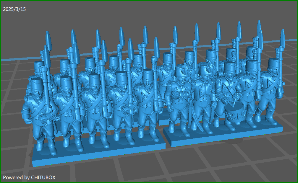 Small 15mm "w epic size" French Revolution French Light w Mirliton 1789-1800 - 4 Strips - MC Minis