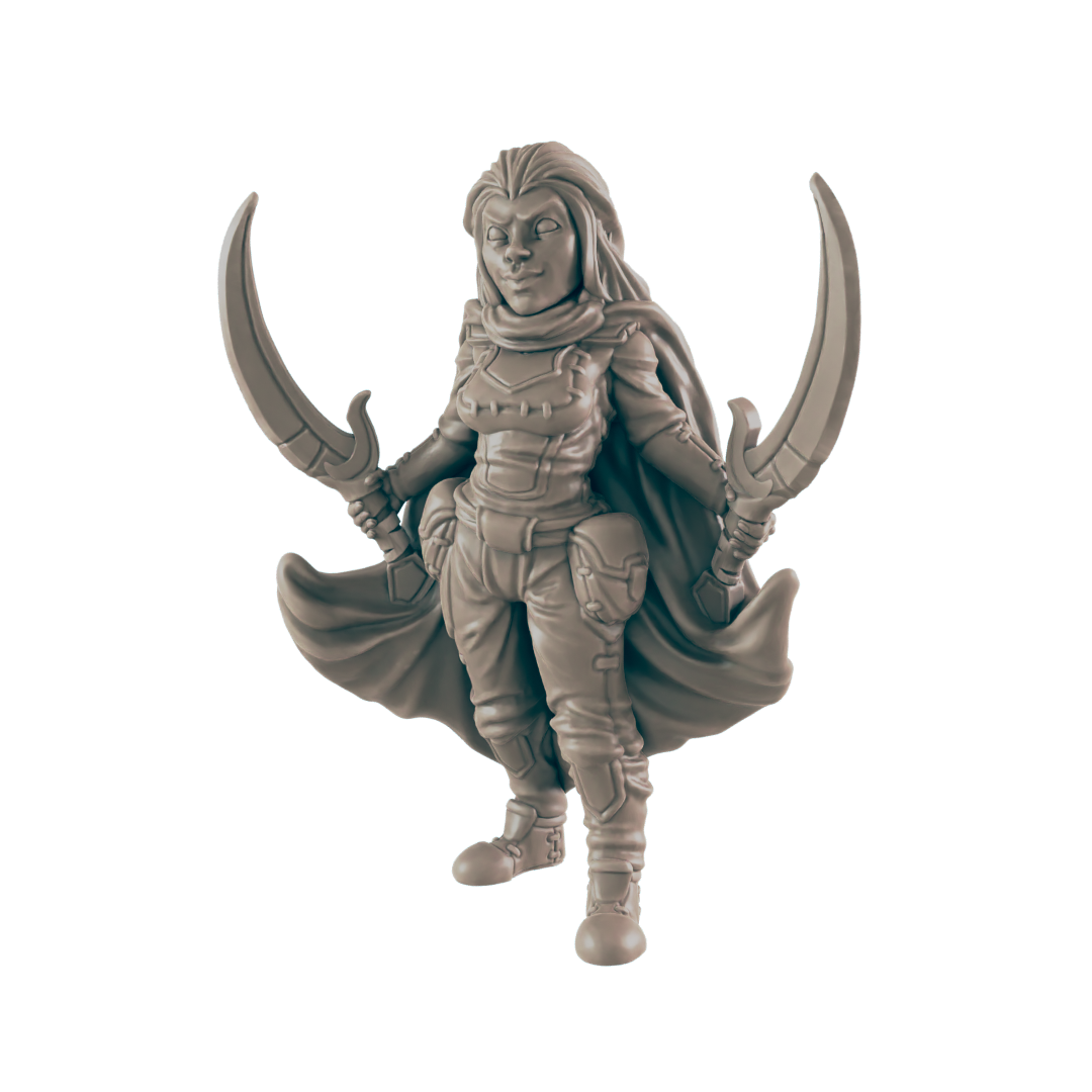 Fighter Human Female - Everyday Heroes - Minis - EC3D - - Dungeons & Dragons - RPG - Tabletop - EC3D - Miniature