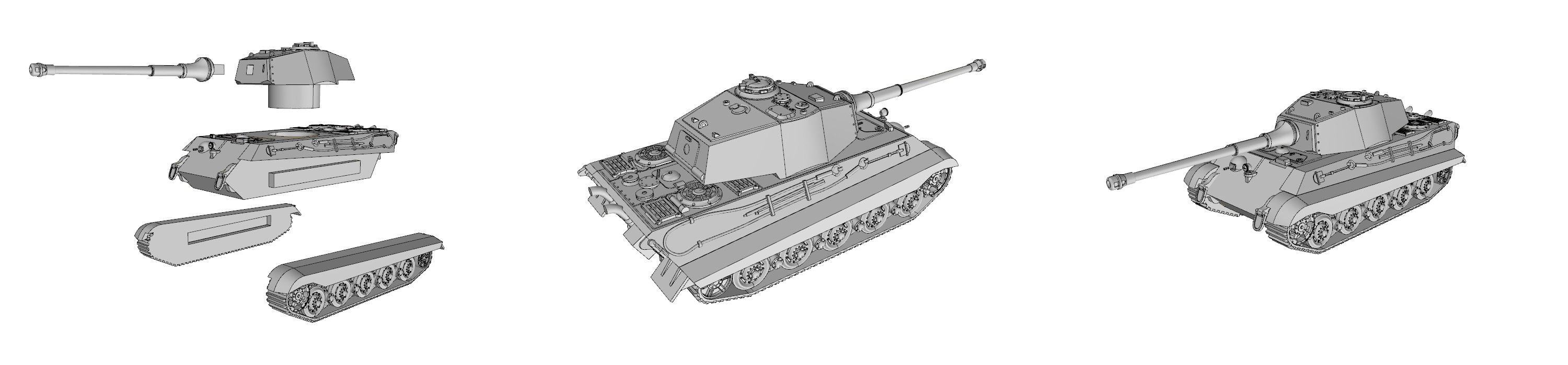 Pz.Kpfw.VI Tiger II (Sd.Kfz.182)- German Army - 28mm Scale - wargame3d
