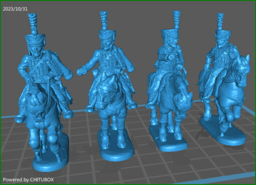 28mm French ADC in hussar uniform and shako - 4 minis - MC Minis