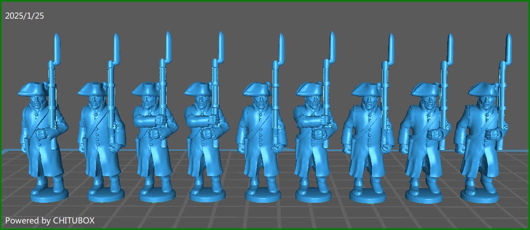 28mm Napoleonic French Line BTG with Greatcoat and Bicorn - 18 Minis - MC Minis