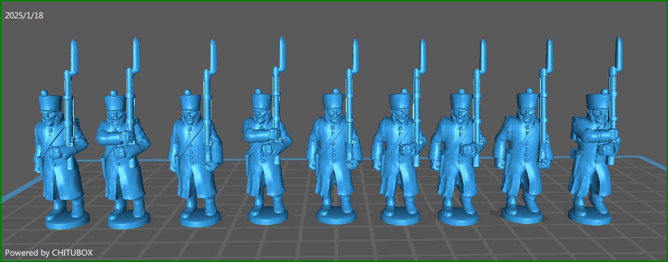 28mm Napoleonic French Line BTG with Greatcoat - 18 Minis - MC Minis