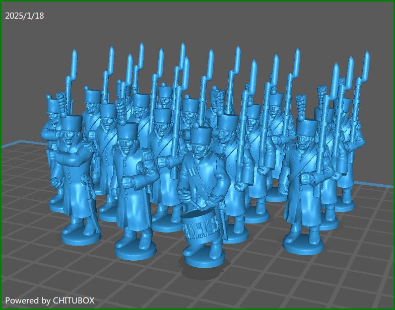 28mm Napoleonic French Line BTG with Greatcoat - 18 Minis - MC Minis