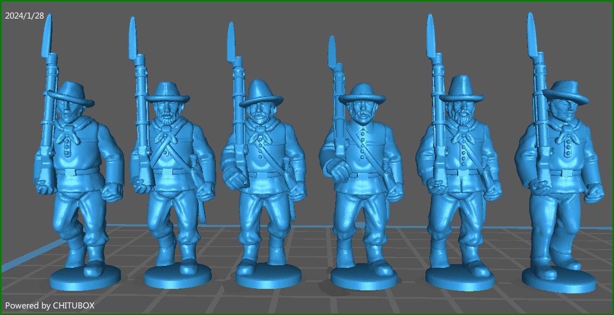 28mm Piedmont army garibaldini/picciotti inf rgt 1860-61 marching with hat - 6 minis