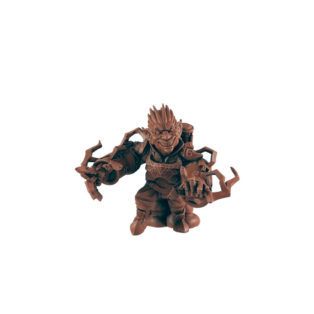 Gnome Evil Scientist - Bolts and Brimstone - Minis - EC3D - Steampunk - SciFi RPG