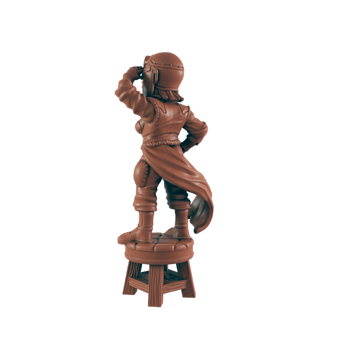 Gnomish Female Aviator - Bolts and Brimstone - Minis - EC3D - Steampunk - SciFi RPG