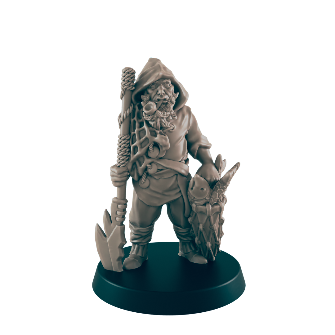 Half Ork Male Fisherman - Everyday Folk - Minis - EC3D - - Dungeons & Dragons - RPG - Tabletop - EC3D - Miniature