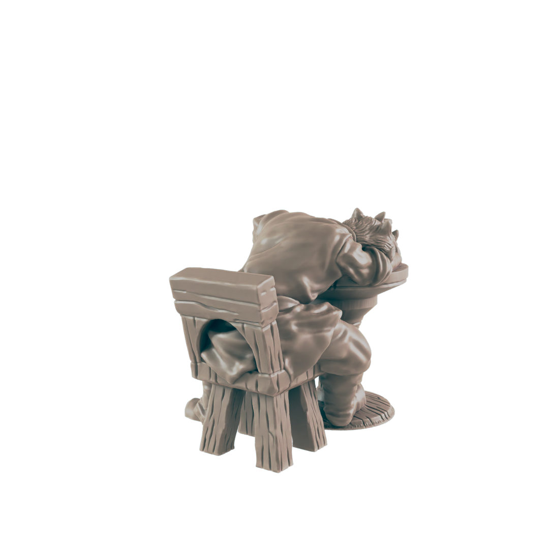 Human Drunkard at Table - Everyday Folk - Minis - EC3D - - Dungeons & Dragons - RPG - Tabletop - EC3D - Miniature