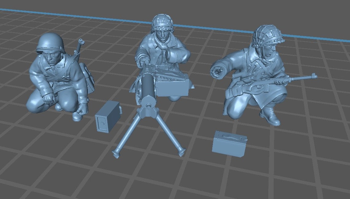 US Infantry M1917 HMG Crew WWII Set - 2 minis - Great for Tabletop War Games And Dioramas - Resin 28mm Miniatures - rkx