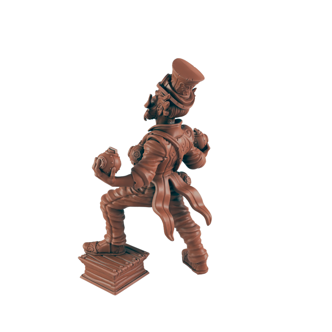 Mustachioed Bomber Villain - Bolts and Brimstone - Minis - EC3D - Steampunk - SciFi RPG