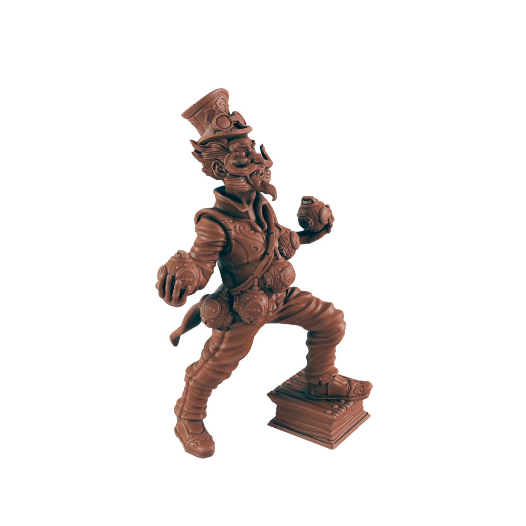 Mustachioed Bomber Villain - Bolts and Brimstone - Minis - EC3D - Steampunk - SciFi RPG